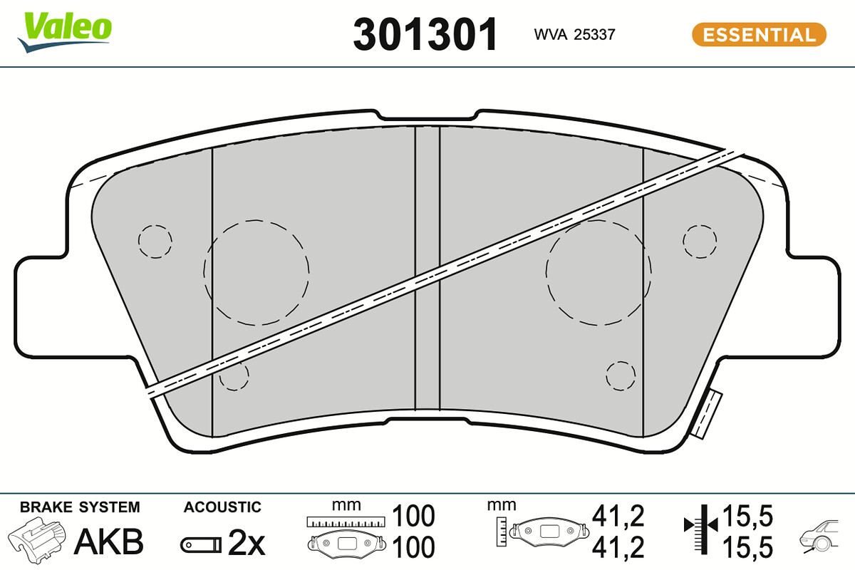 Jeu de 4 plaquettes de frein VALEO ref. 301301
